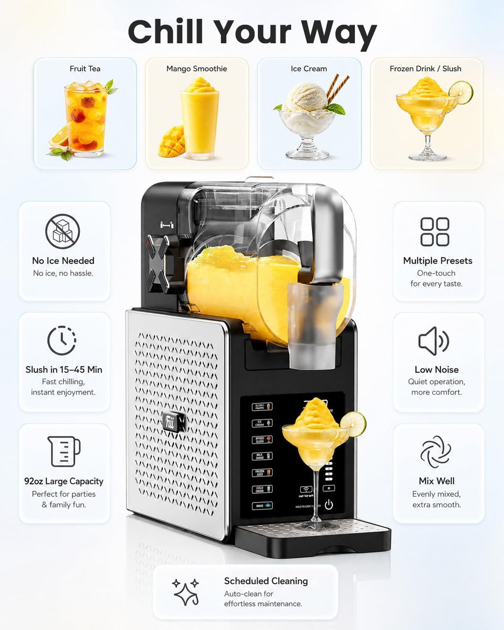 Máquina de granizado con control de aplicación WiFi, máquina de helados, 6
