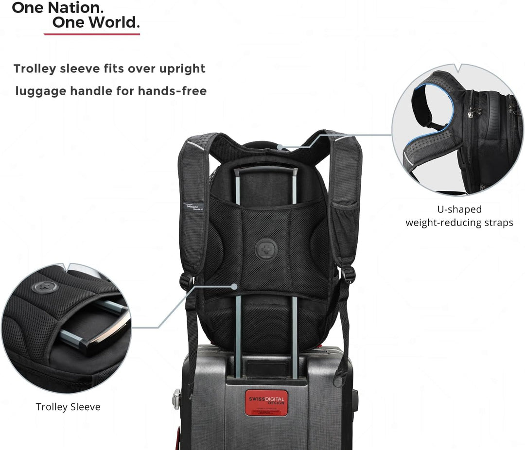 Swissdigital Mochila para laptop de diseño para hombre para viajes...