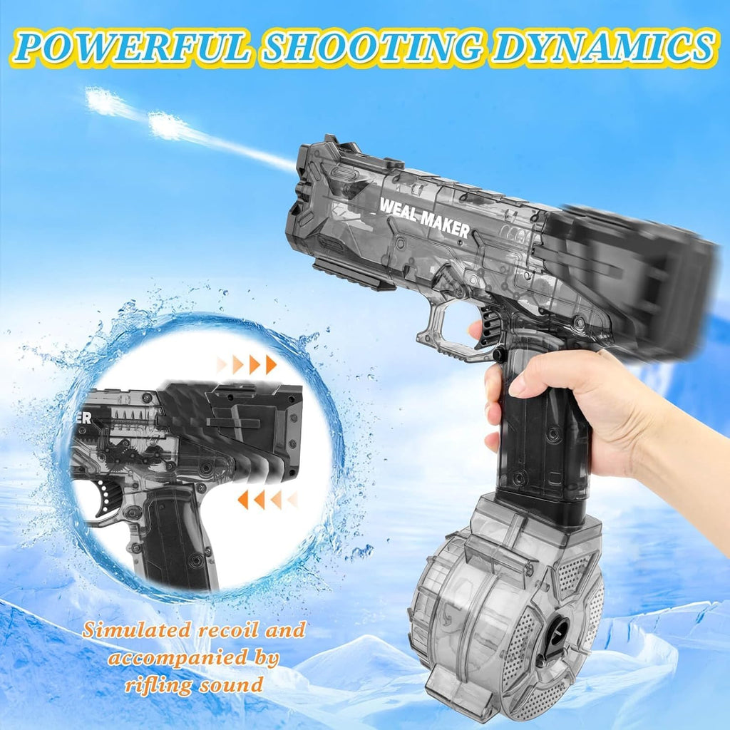 Pistola de agua eléctrica, efectos de llama de bozal, retroceso vinculado, tanque de agua doble de 50+16.9 fl oz, piscina al aire libre y juguete de combate de playa para niños y adultos