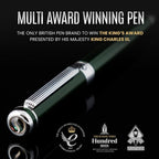 Scriveiner - Pluma fuente British Racing Verde – Impresionante pluma de lujo con acabado cromado, punta Schmidt (mediana), el mejor juego de regalo para hombres y mujeres, profesionales, ejecutivos