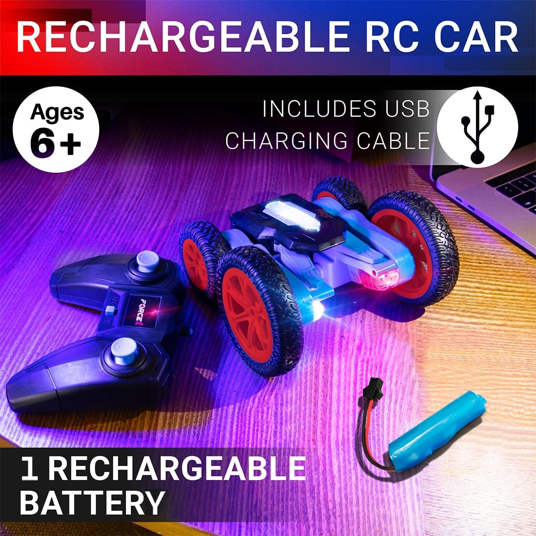Force1 Tornado Red LED - Auto de control remoto para niños de doble...