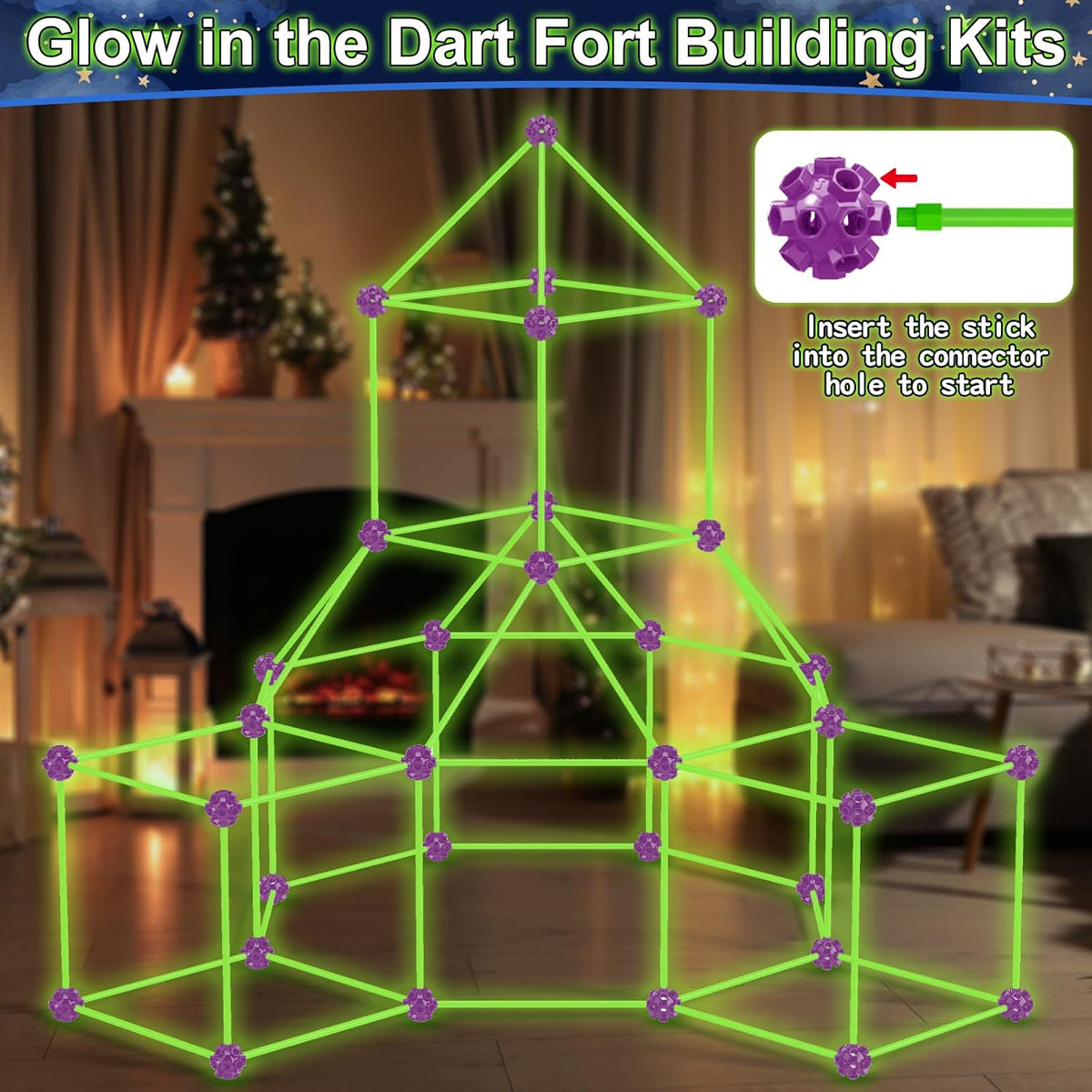 140 Pack Kits de Construcción de Fuertes con Brillo en la Oscuridad para Niños de 4, 5, 6, 7, 8+ Años de Edad, Juguetes de Construcción STEM para Castillos, Túneles, Regalos Ideales para