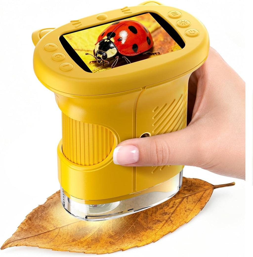 Microscopio para niños: Microscopio de bolsillo portátil 1000X para fotos y videos, kits de ciencia portátiles, juguetes STEM, regalos de Navidad/cumpleaños para niñas y niños de 3 a 12 años (naranja)