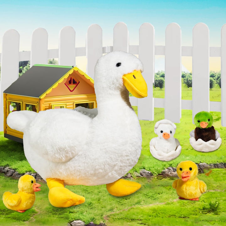 Juguete de pato de peluche 7 en 1, peluche de pato de 12" con 4...