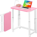Escritorio pequeño sin herramientas de 23.6 pulgadas, escritorio portátil plegable con ruedas, altura ajustable, escritorios plegables para computadora en casa, mesa de escritura plegable para