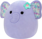 Squishmallows Original Elefante Púrpura Anjali de 20 Pulgadas con Orejas Tie-Dye y Flor - Peluche Jumbo Oficial de Jazwares