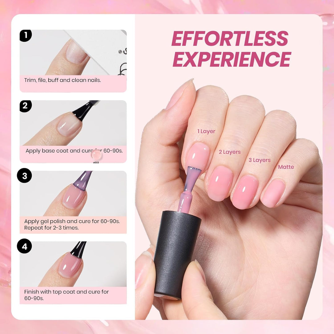 Beetles - Juego de esmaltes de uñas de gel rosa nude - 25 piezas, 2...