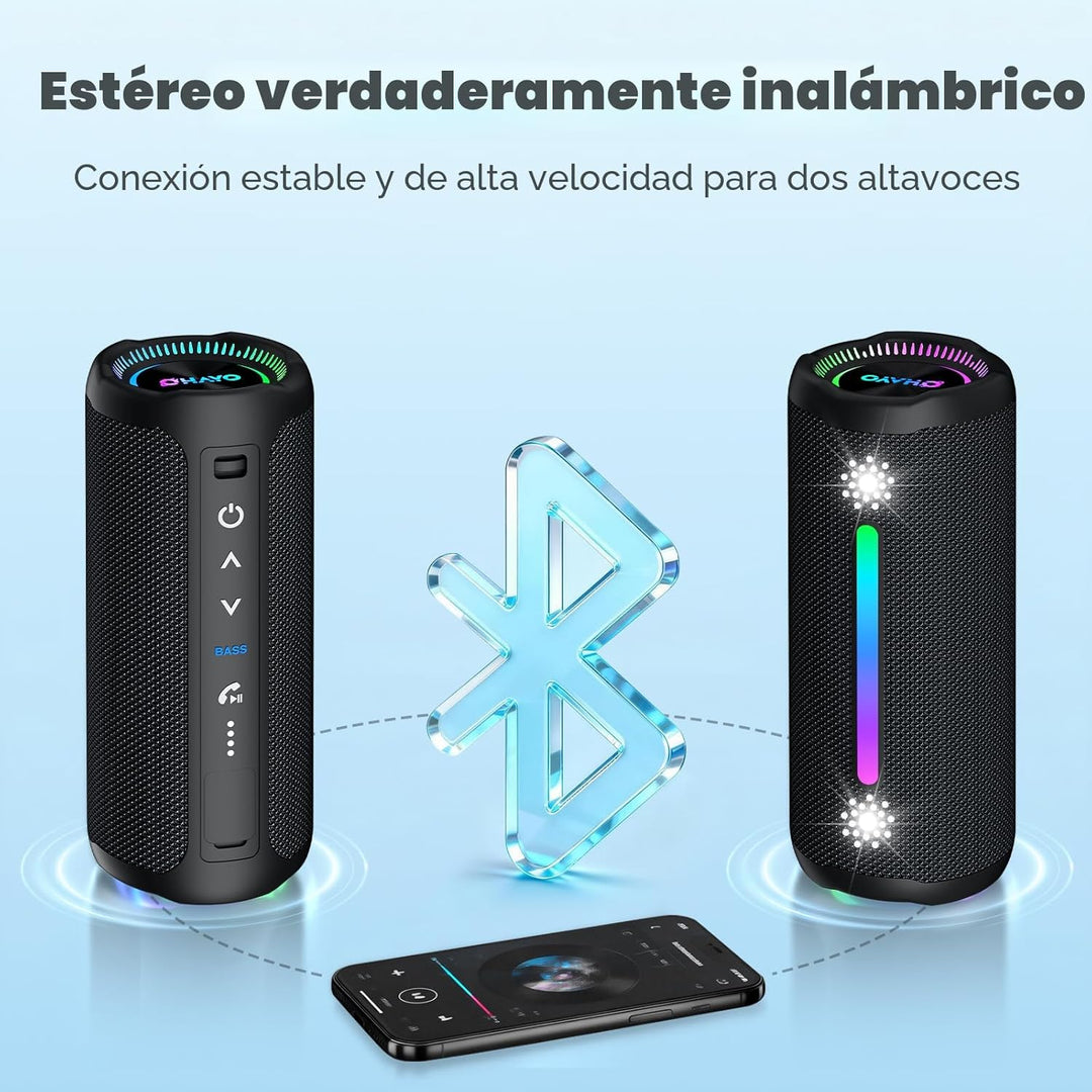 Altavoz Bluetooth inalámbrico fuerte sonido estéreo IPX7 impermeabl...