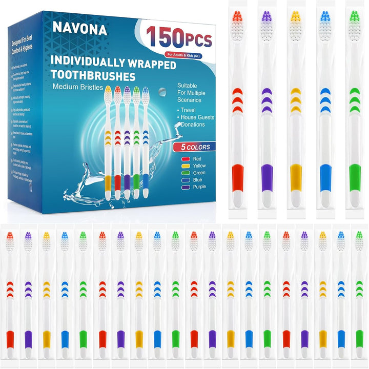 Navona Paquete de 150 cepillos de dientes envueltos individualmente...