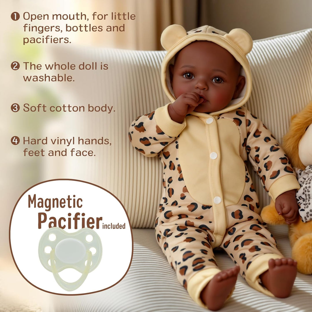 BABESIDE - Adorable muñeca negra realista de 17" hecha a mano,...
