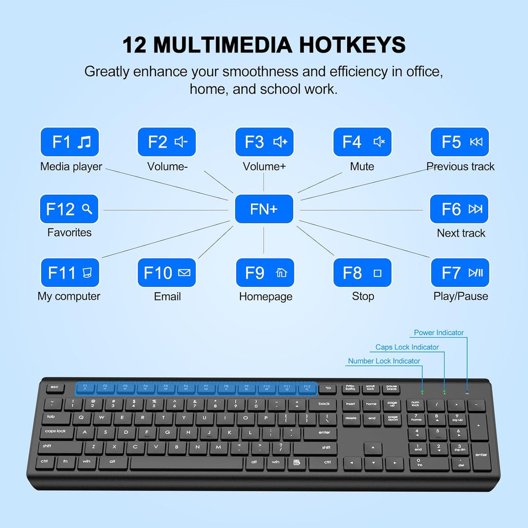 EDJO Teclado inalámbrico teclado silencioso USB