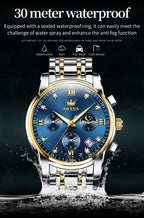OLEVS Reloj para Hombre Diamante Negocios Vestimenta Analógico Acero Inoxidable a Prueba de Agua Lúmina Fecha Dos Tonos Lujo Casual de Muñeca