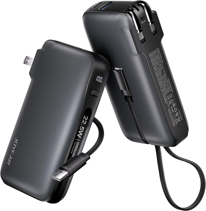 JOYFAR Cargador portátil de 22.5 W con cable USB-C integrado y ench...