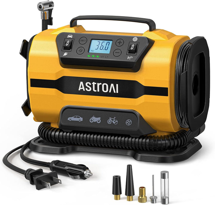 AstroAI - Compresor aire portátil, inflar neumáticos,150 PSI, 12 V...