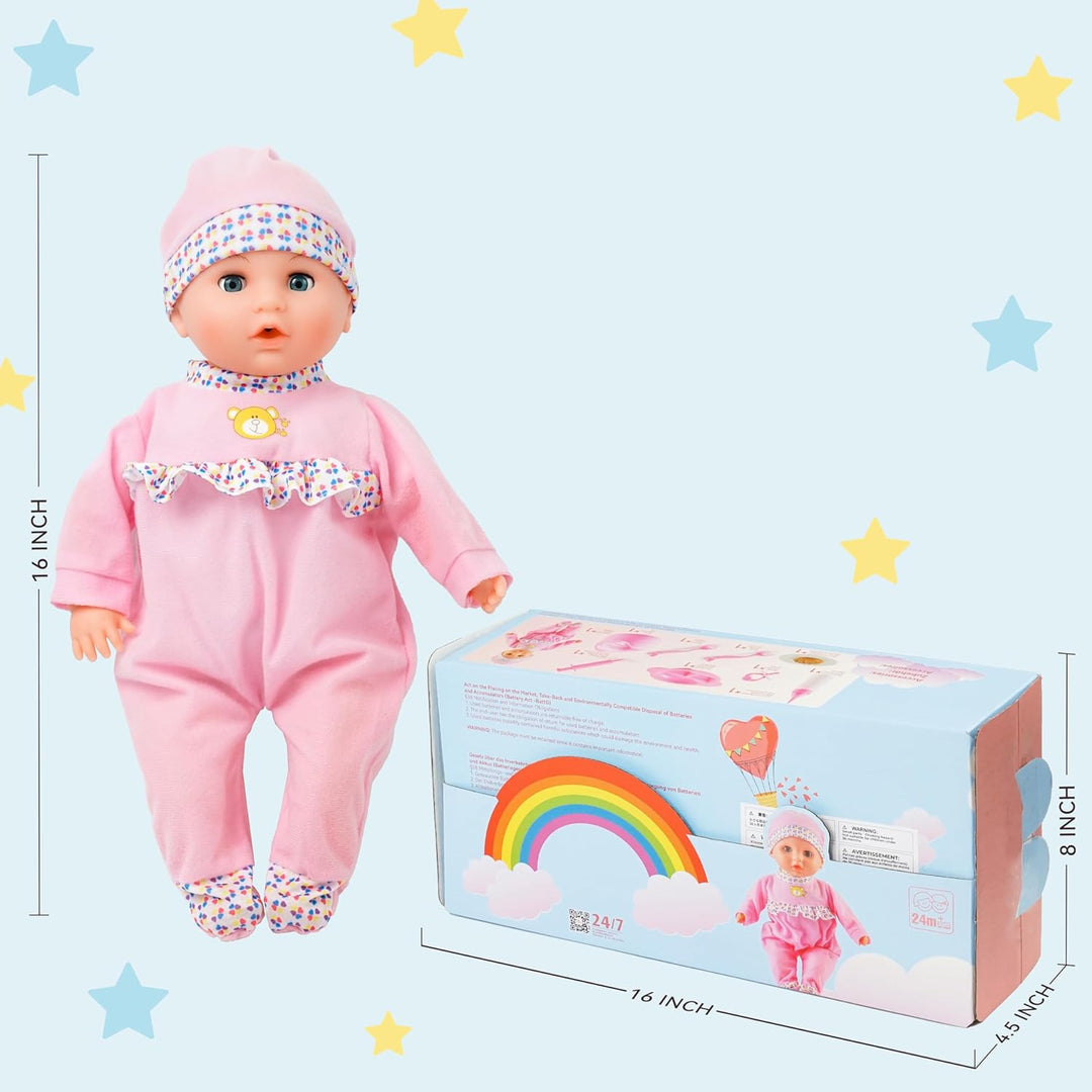 SMILESSKIDDO Muñeca de bebé interactiva Rosa - Muñeca de 16 Pulgada...