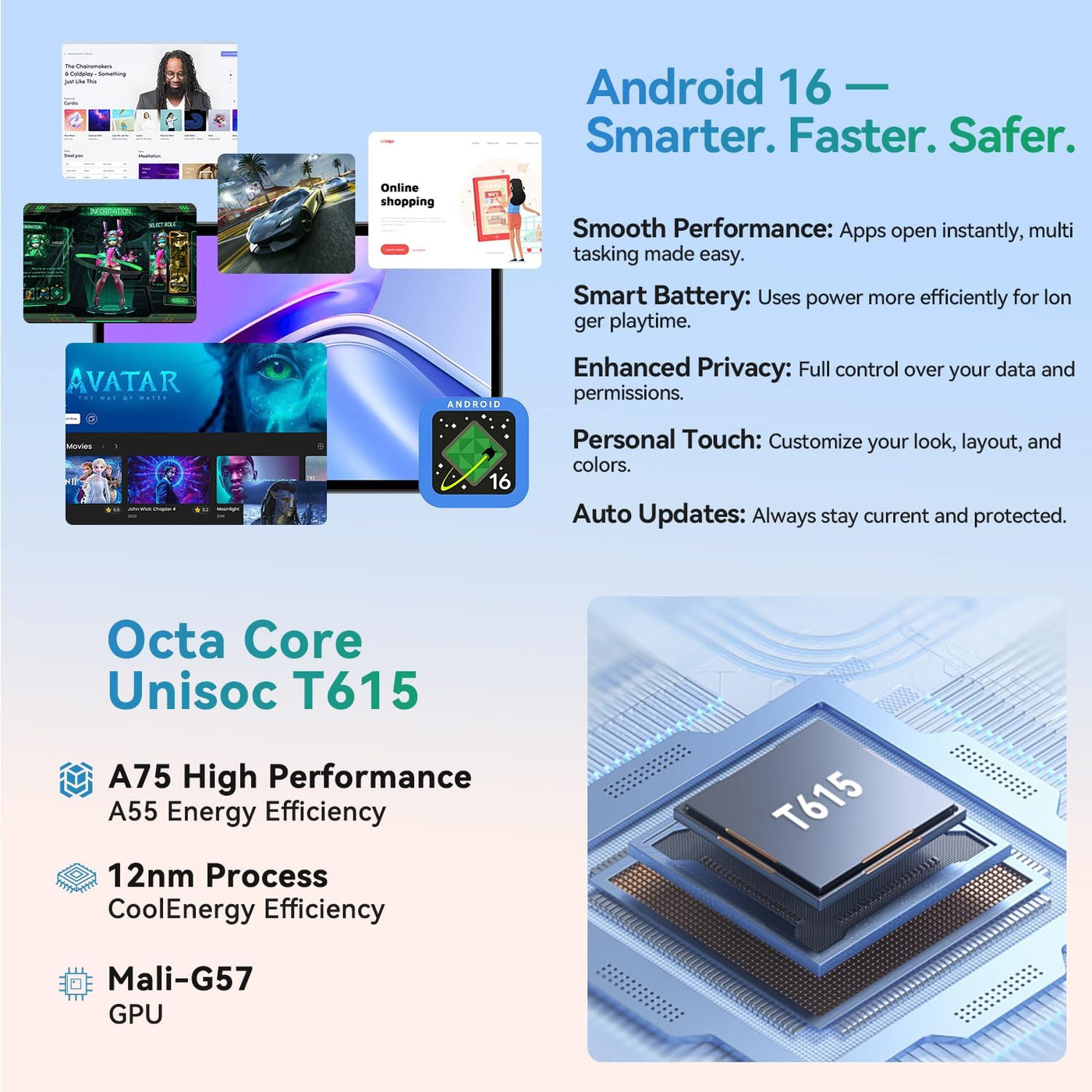 Tablet Android de 10 pulgadas, tableta Android 15 2025 para niños y...