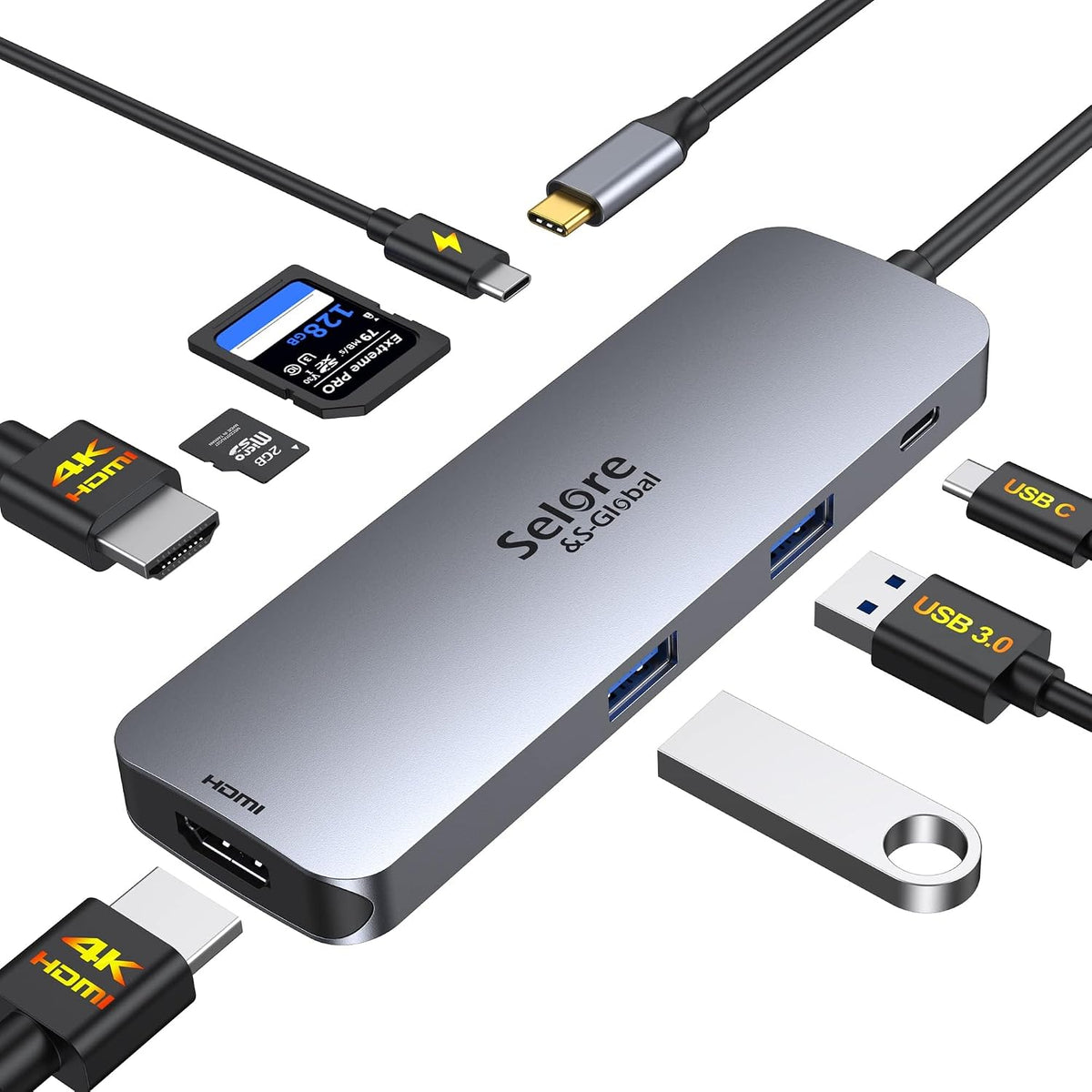 Estación de acoplamiento USB C con monitor dual HDMI, adaptador USB...