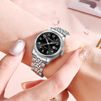 Reloj de Mujer Elegante Impermeable con Fecha Números Árabes Grandes Analógico Cuarzo Bicolor Acero Inoxidable Reloj de Muñeca Pequeña