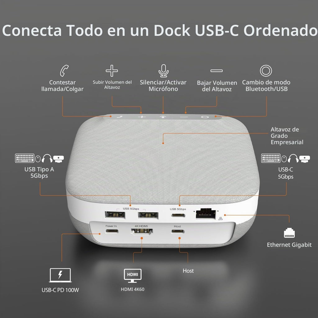 j5create Base de altavoz USB-C 4K, base de audio todo en uno