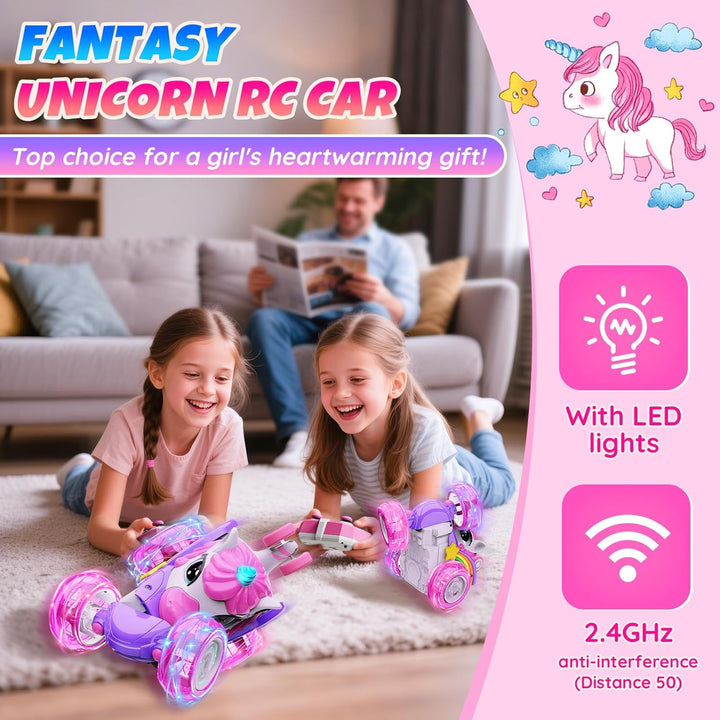 Motivekit Coche de juguete a control remoto de unicornio para niña,...
