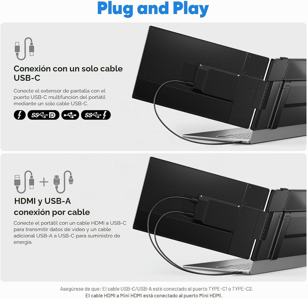 Extensor de pantalla para laptop, monitor portátil FHD 1080P de 14...