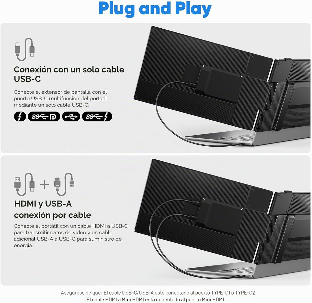 Extensor de pantalla para laptop, monitor portátil FHD 1080P de 14...
