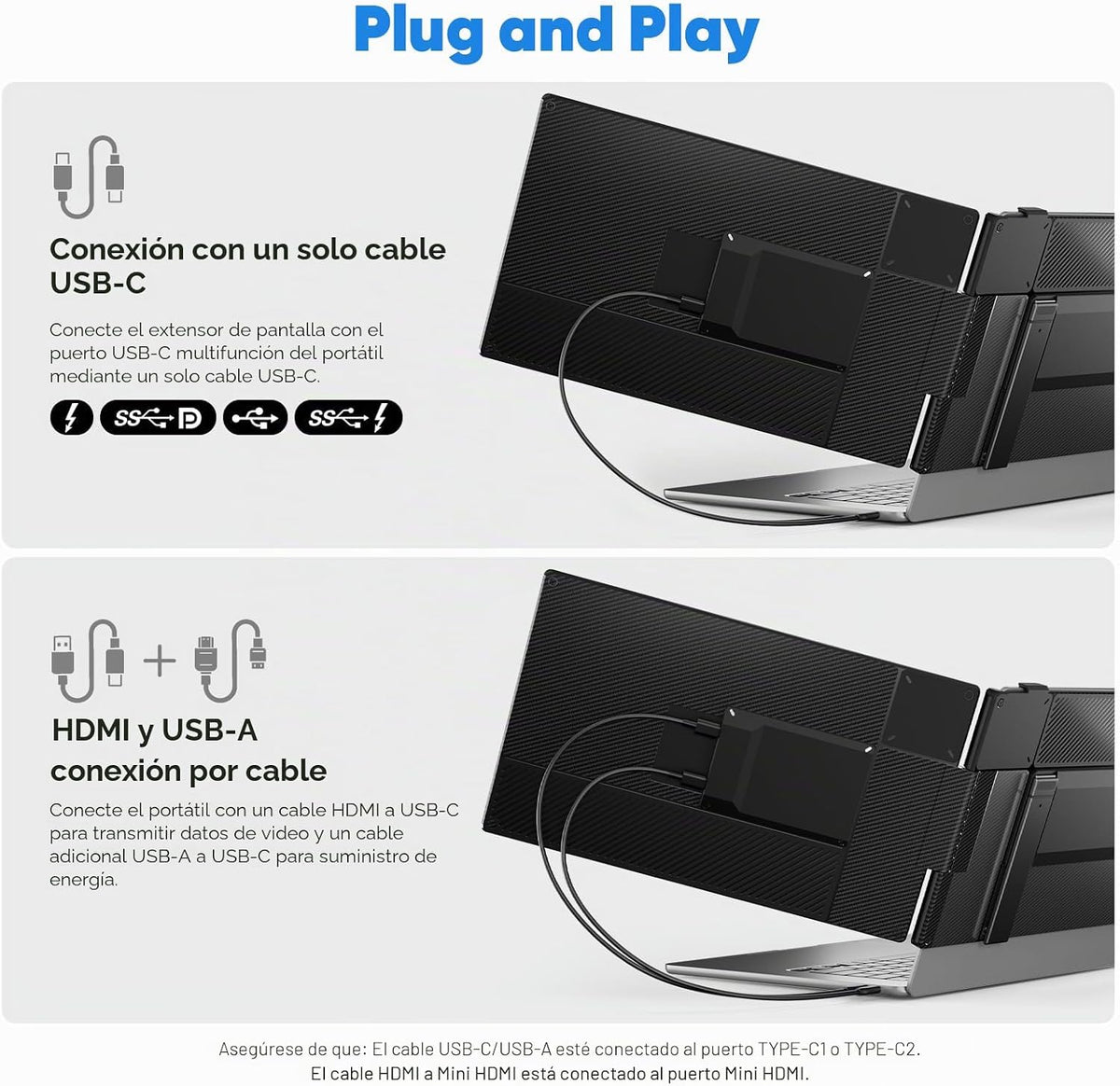 Extensor de pantalla para laptop, monitor portátil FHD 1080P de 14...