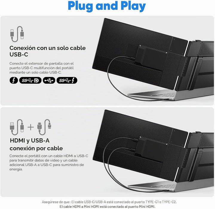 Extensor de pantalla para laptop, monitor portátil FHD 1080P de 14...