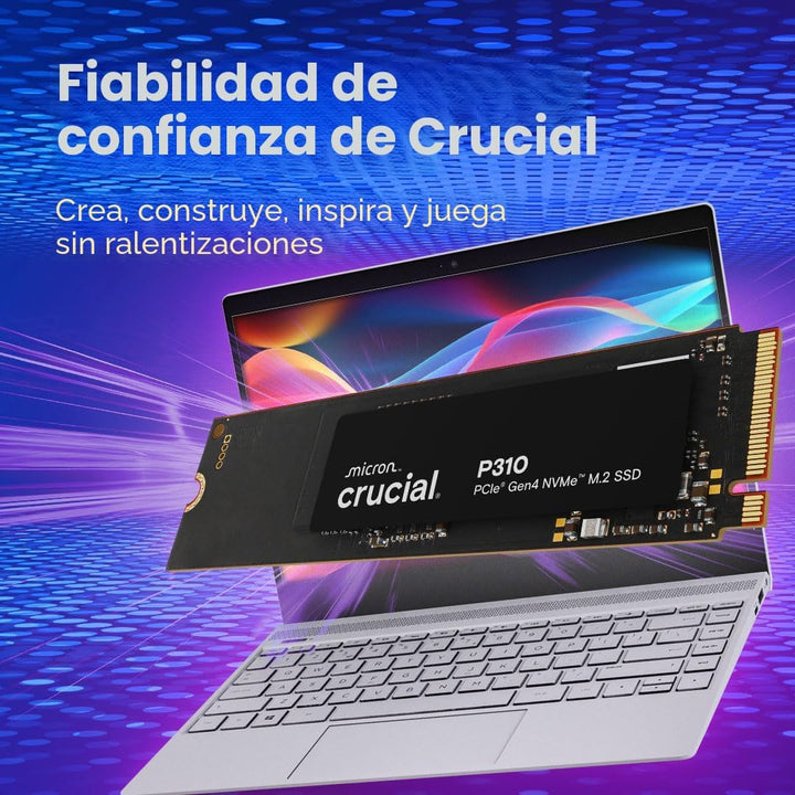 Crucial SSD P310 de 4 TB, PCIe Gen4 NVMe M.2 2280, hasta 7,100 MB\/...