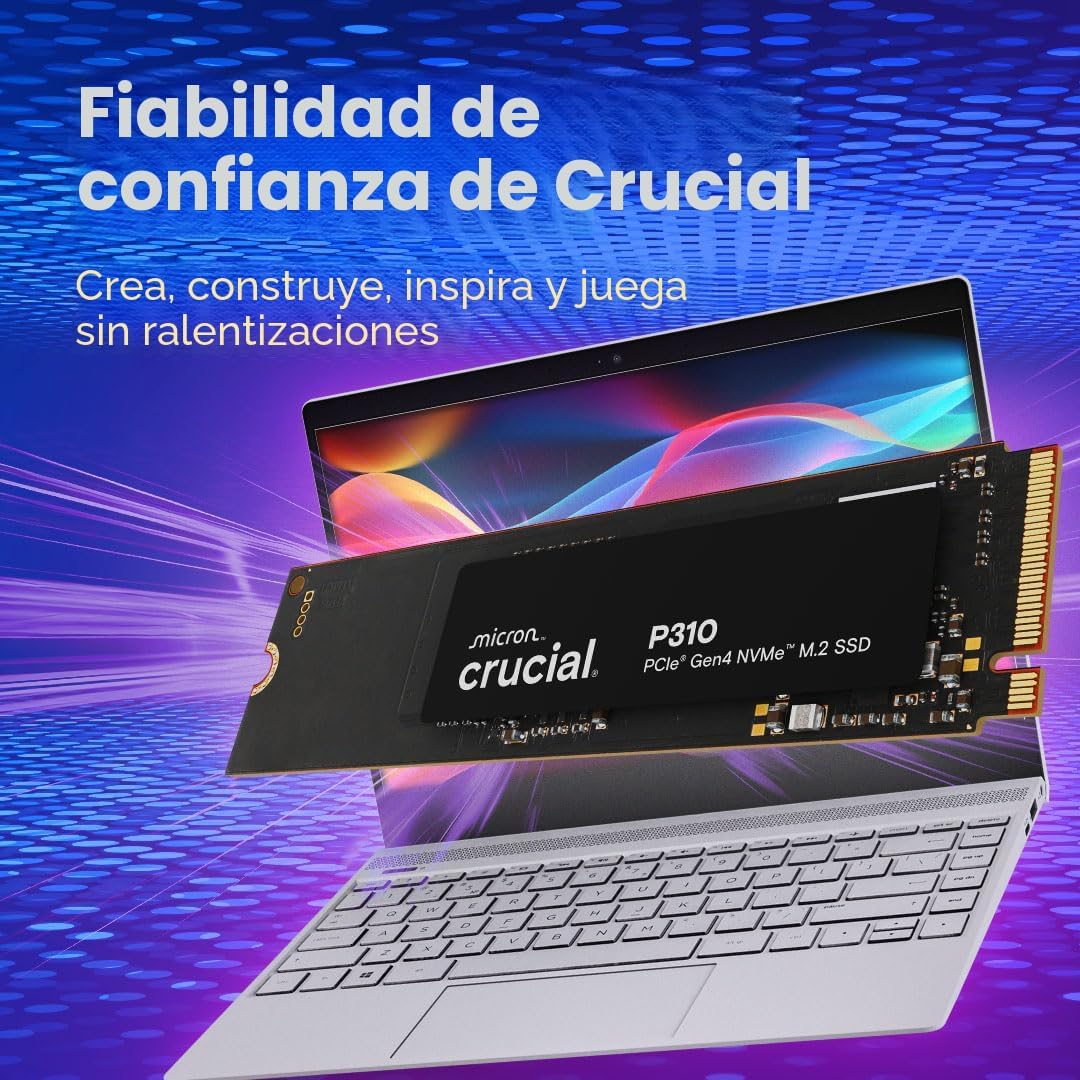 Crucial P310 SSD de 500 GB, PCIe Gen4 NVMe M.2 2280, hasta 6,600 MB...