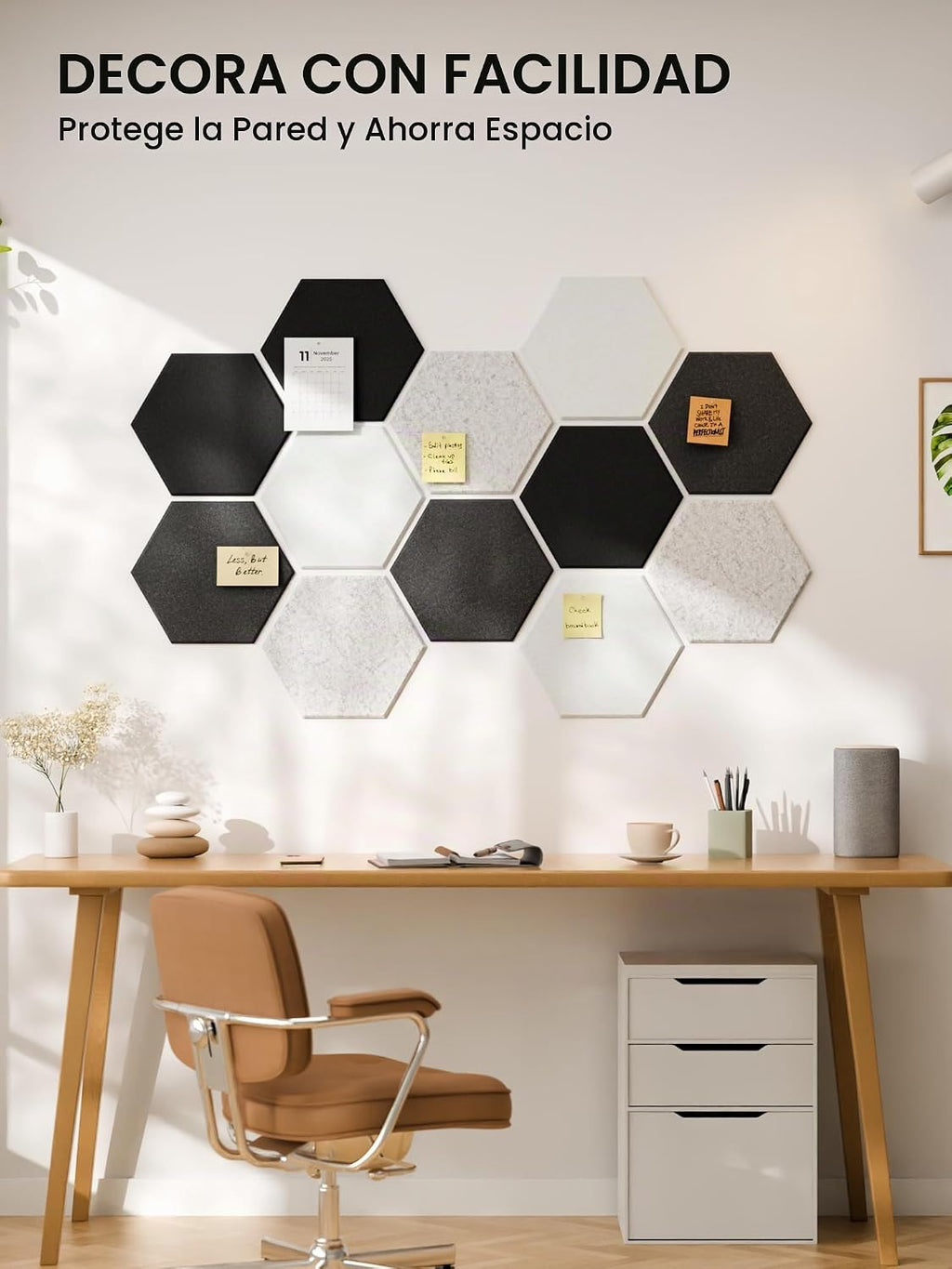 Paquete de 12 azulejos hexagonales de fieltro para tablón de