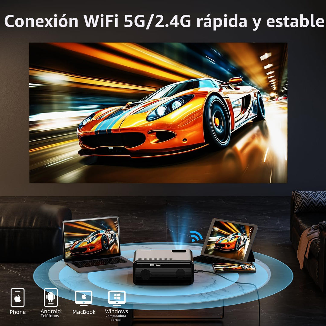 FUDONI Proyector con WiFi y Bluetooth 4K compatible, proyectores de...