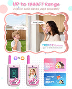 Walkie Talkies de video para niños, paquete de 2 cámaras HD recargables, de