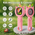 Microscopio para niños, microscopio de mano 500X para niños, rosa