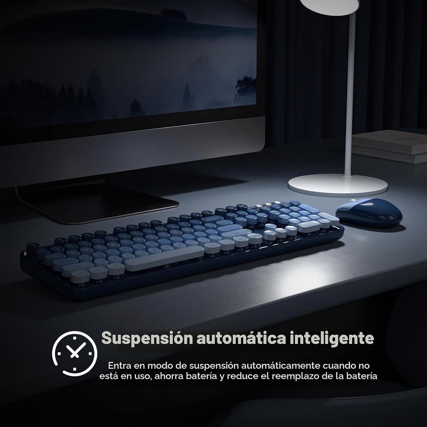 MOFII Combo de teclado y mouse inalámbricos, teclado retro de tamañ...
