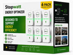 Stopwatt - Paquete de 6 dispositivos de enchufe inteligente, enchufe de parada de vatios Pro para el hogar, oficina, tienda y supermercado, estabilizador de voltaje de enchufe de EE. UU., 90 V-250 V