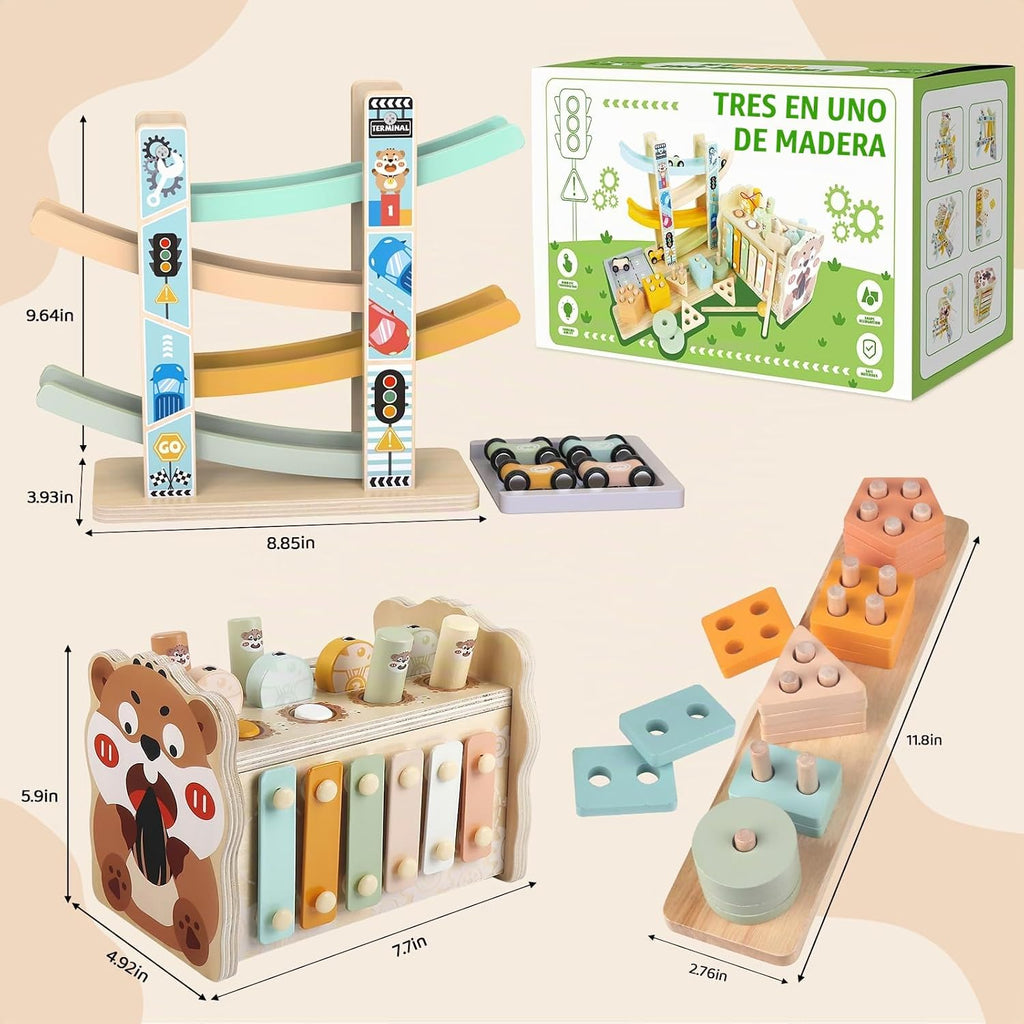 Juguetes Montessori de madera para niños pequeños, martillo golpeador