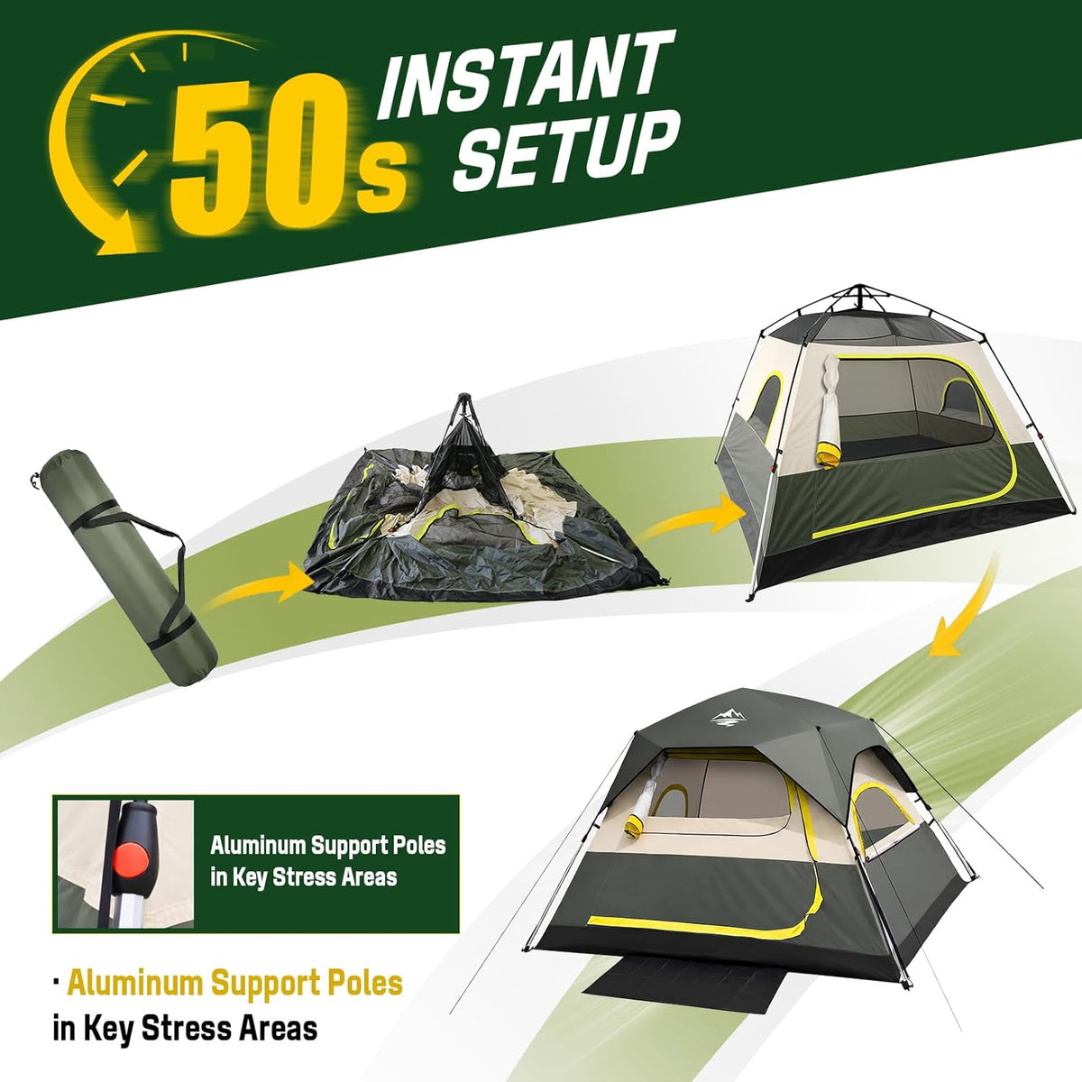 Tiendas instantáneas para 4 personas para la instalación de camping en los