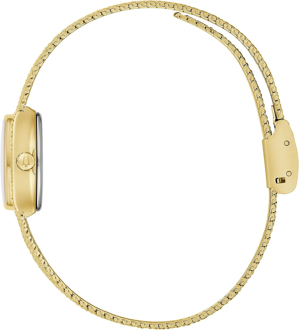 Bulova Diosa del Tiempo Verde Malaquita Reloj de Pulsera de Malla Dorada 0.669 in - 97L184