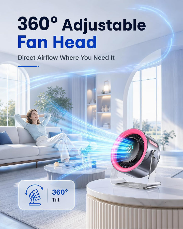 Coolhill Ventilador de escritorio pequeño, silencioso, recargable d...