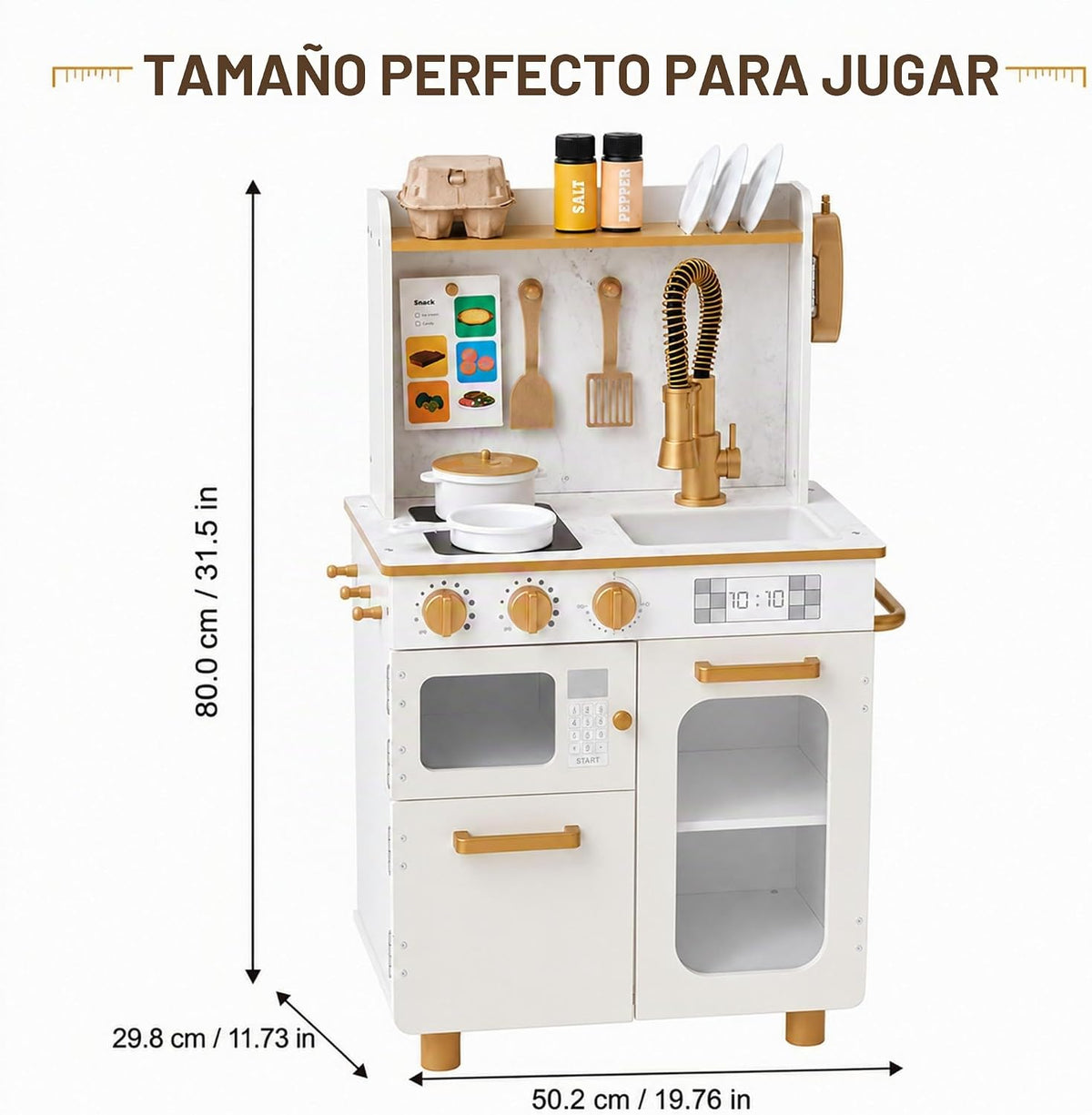 Teamson Kids Little Chef Memphis Cocina de Juguete, Blanco/Dorado