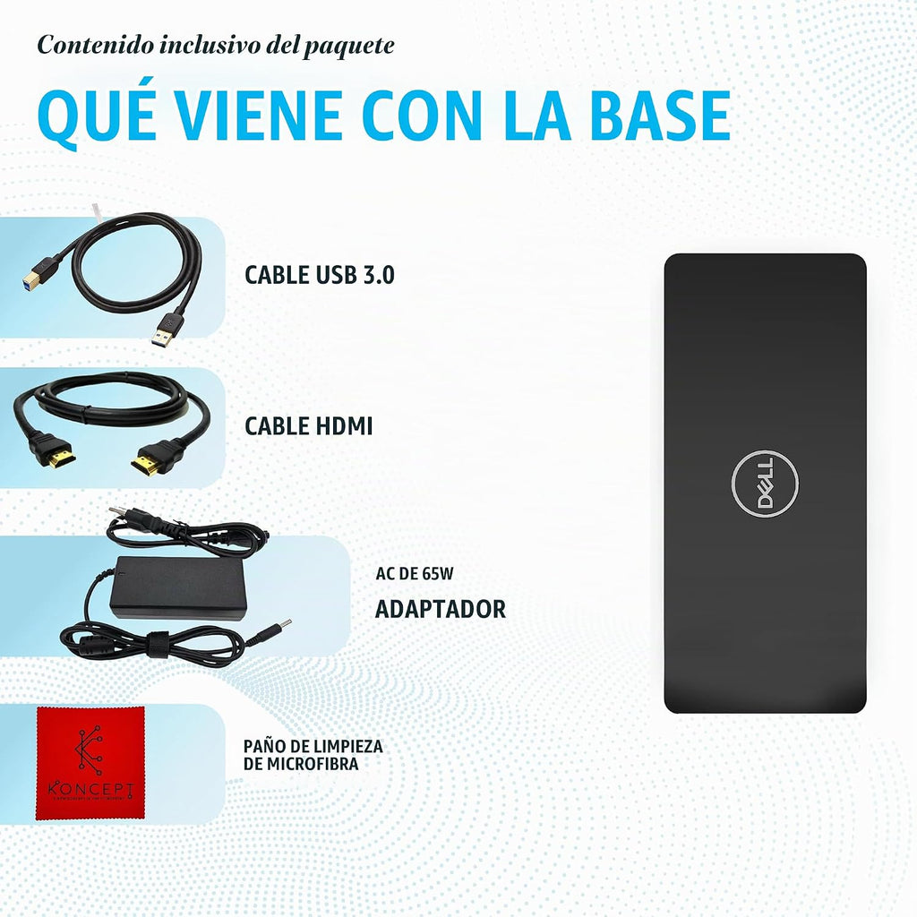 Dell D3100 - Estación de acoplamiento USB 3.0, base de monitor doble de