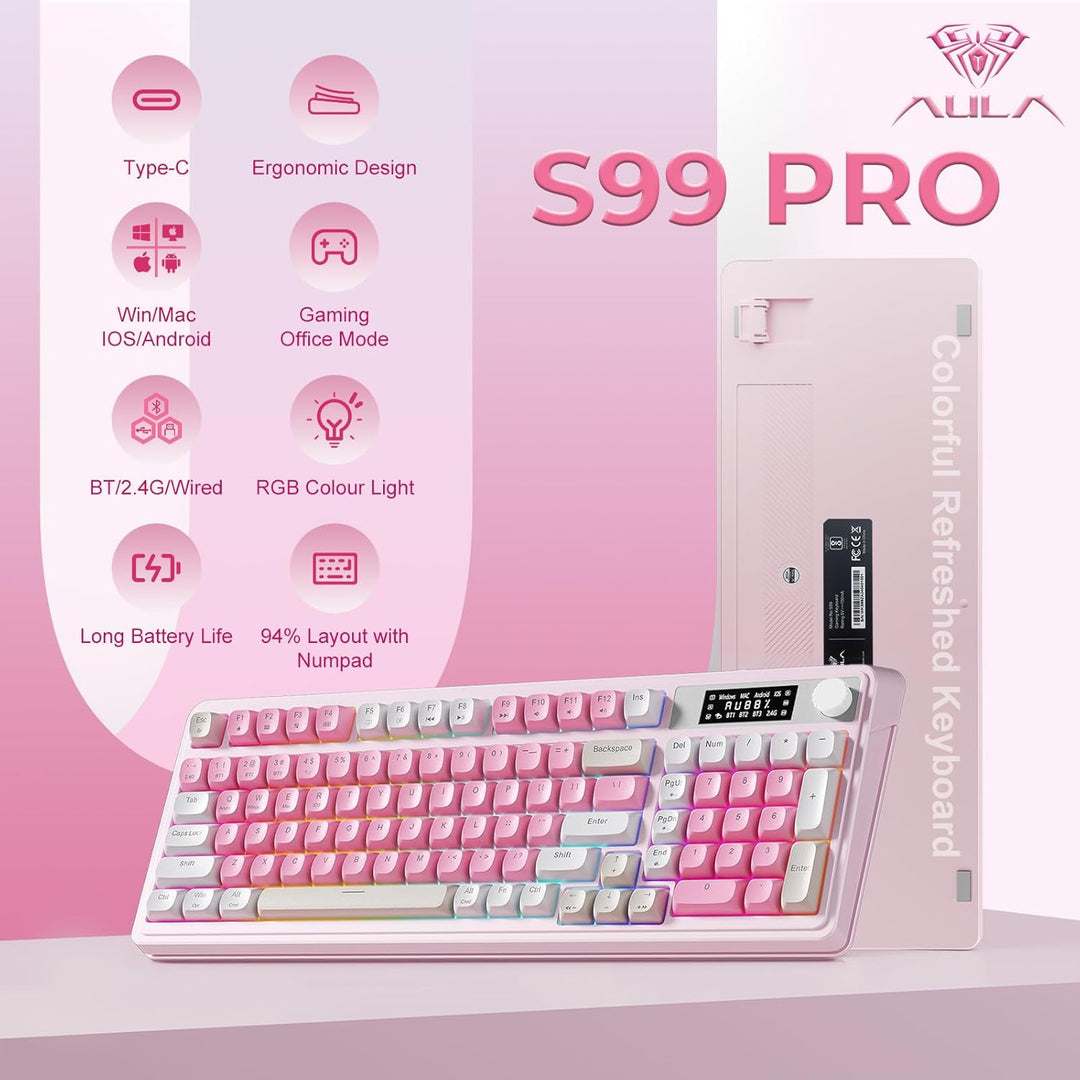 AULA S99pro - Teclado inalámbrico para juegos, teclado de computado...