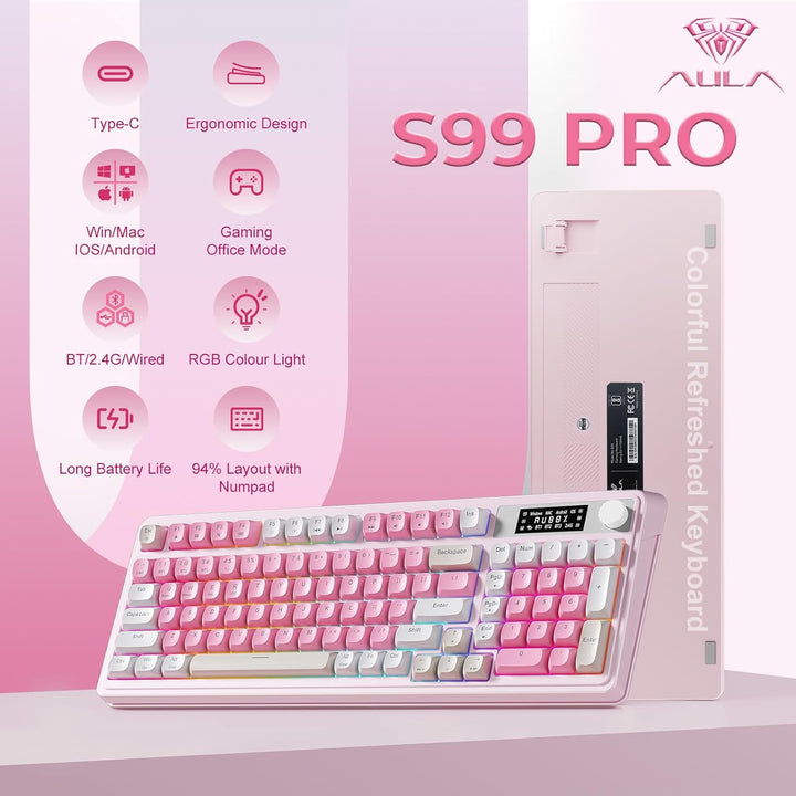 AULA S99pro - Teclado inalámbrico para juegos, teclado de computado...