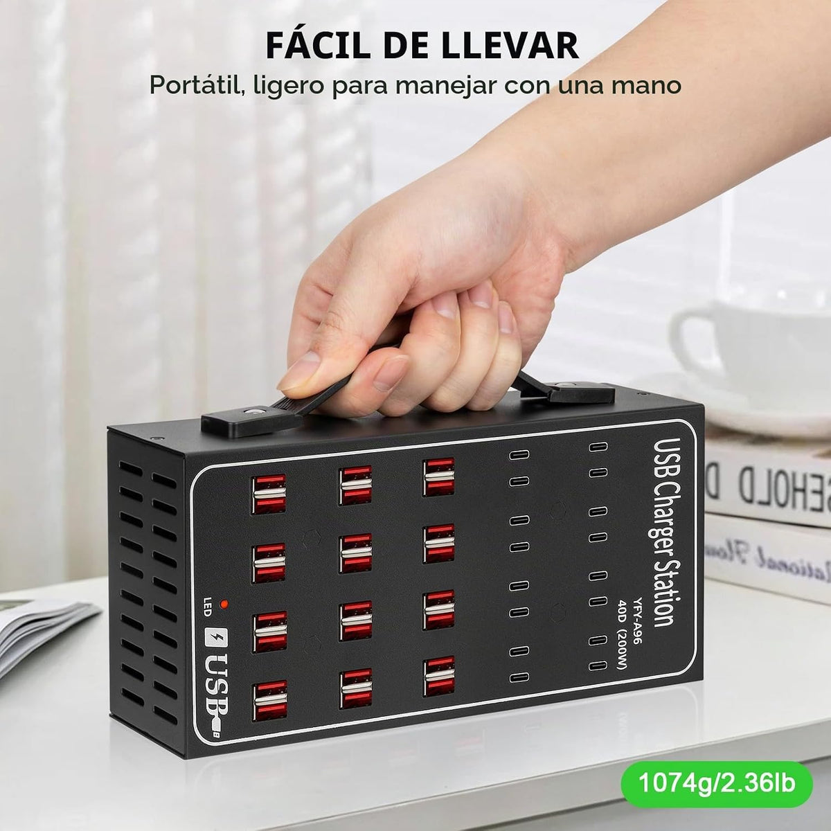 Estación de carga USB de 300 W 60 A para múltiples dispositivos, bloque de cargador USB rápido de 60 puertos, cargador rápido de pared de escritorio con protección inteligente, regleta de alimentación
