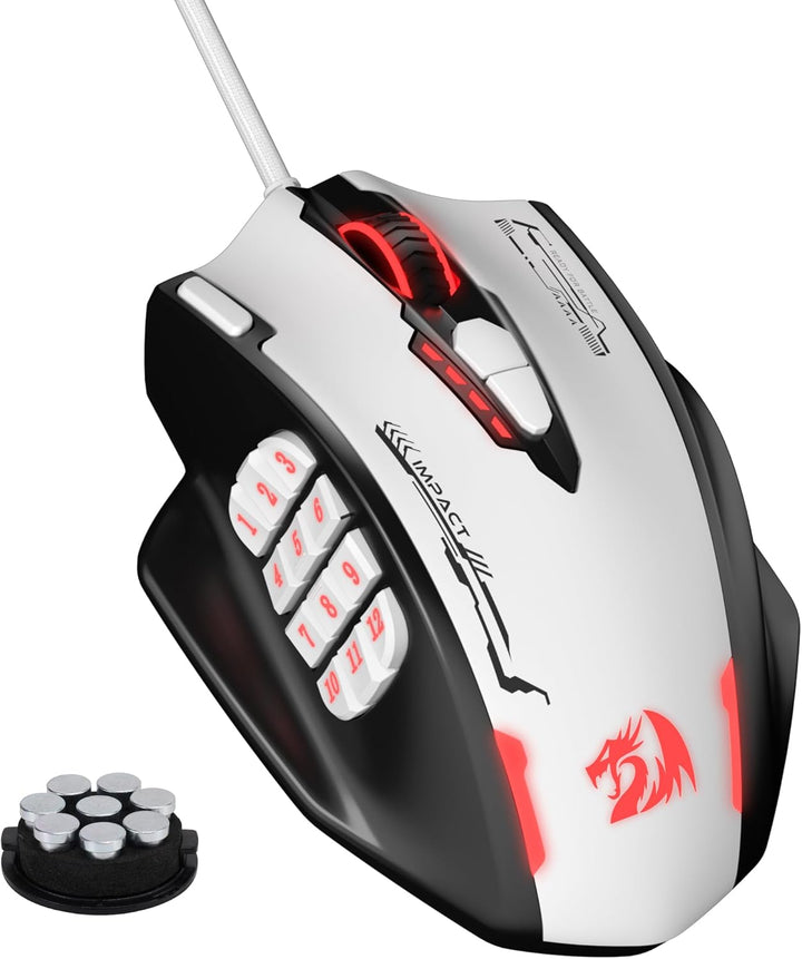 Redragon M908 Impact RGB MMO Mouse para juegos, ratón ergonómico co...