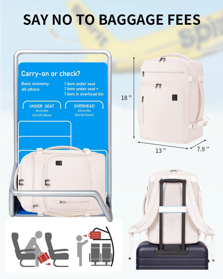 ECOHUB Spirit Airlines - Mochila de viaje para mujer, 18 x 14 x 8 p...