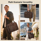 RAINSMORE Bolso de mensajero para hombre 16 pulgadas Vintage PU cuero