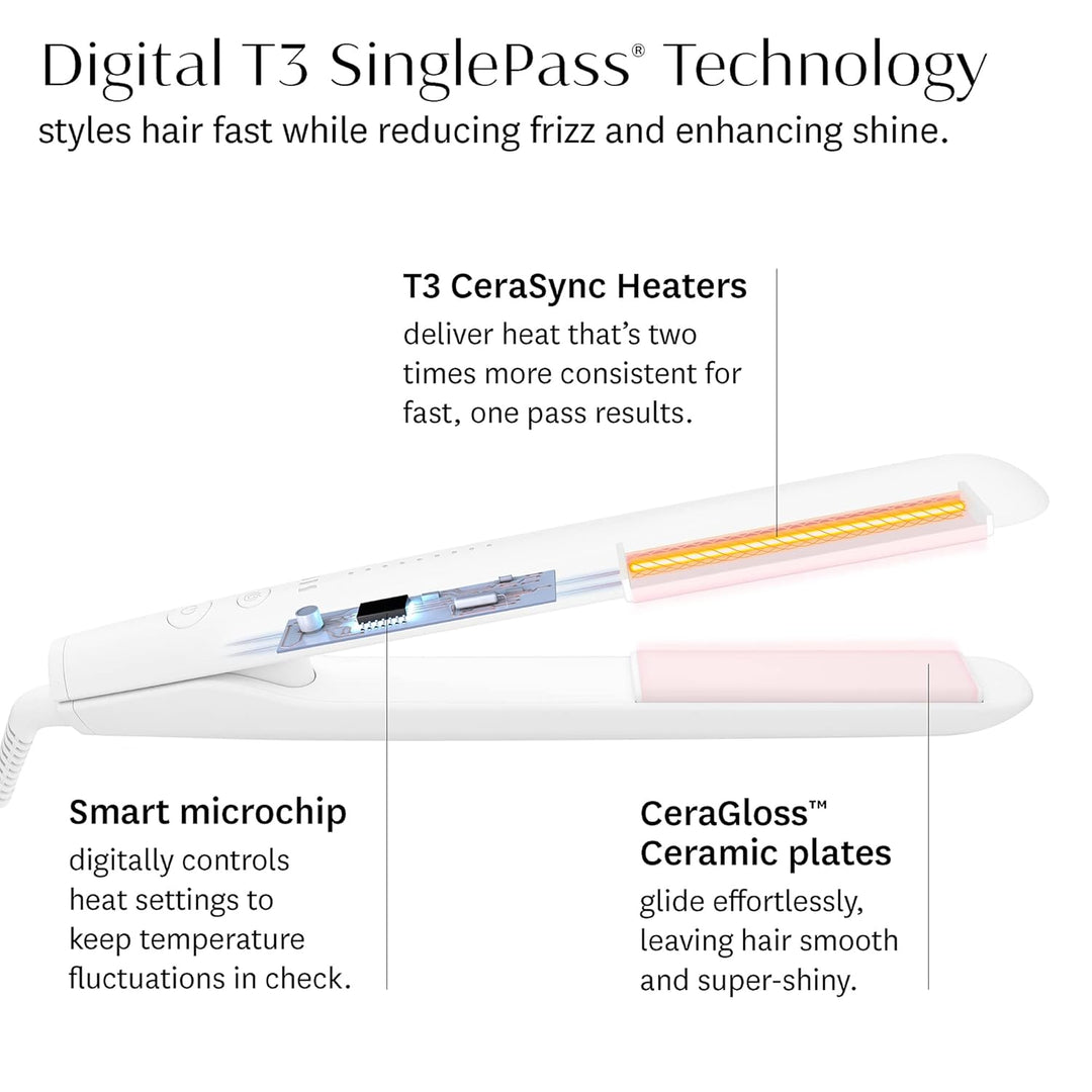 T3 SinglePass StyleMax Plancha plana de cerámica profesional de 1 p...