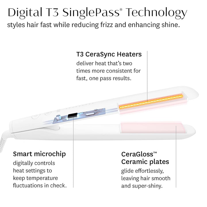 T3 SinglePass StyleMax Plancha plana de cerámica profesional de 1 p...